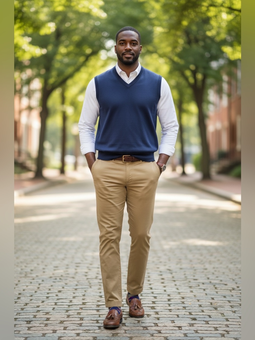 Brooks Brothers Supima Cotton Sweater Vest Navy Blue V Neck Preppy Men’s Large